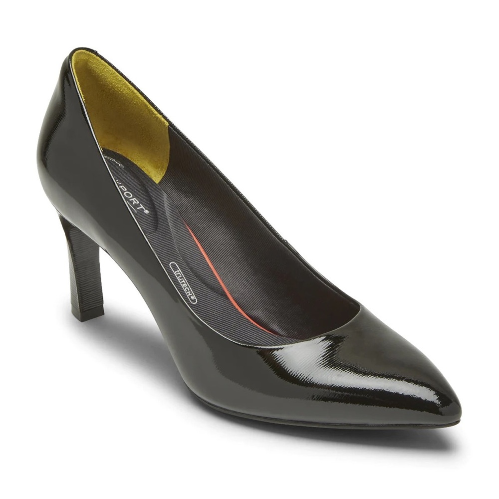 ROCK PORT WOMEN'S TOTAL MOTION SHEEHAN HEEL SHOES SIZE: 6.5 IN BLACK PATENT.